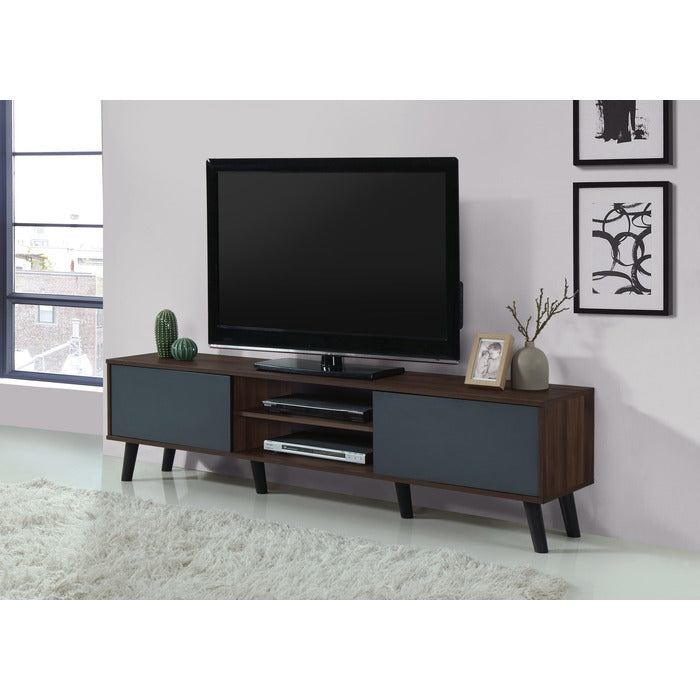 71" Dark Walnut & Gray TV Stand
