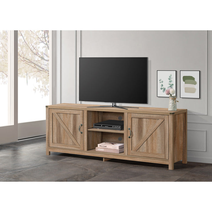 70" RUSTIC OAK Faux Wood Paper Laminated TV Stand