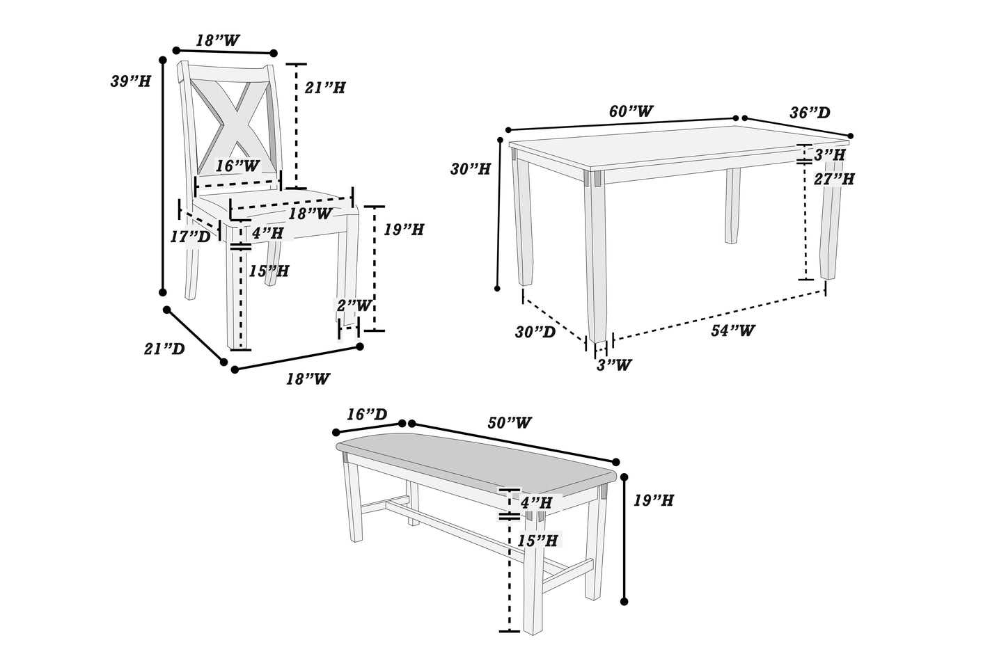 Espresso 6 PC dining set