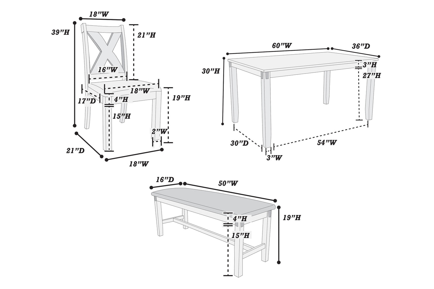 Gray 6 PC dining set