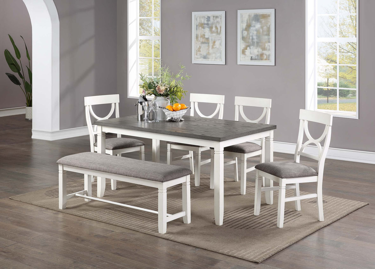 White 6 PC dining set