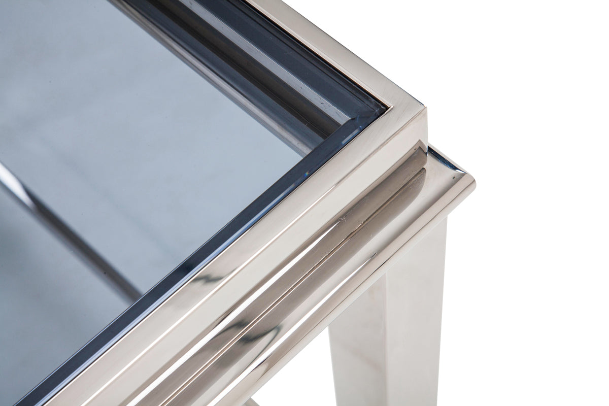 Modrest Agar Modern Glass & Stainless Steel Console Table