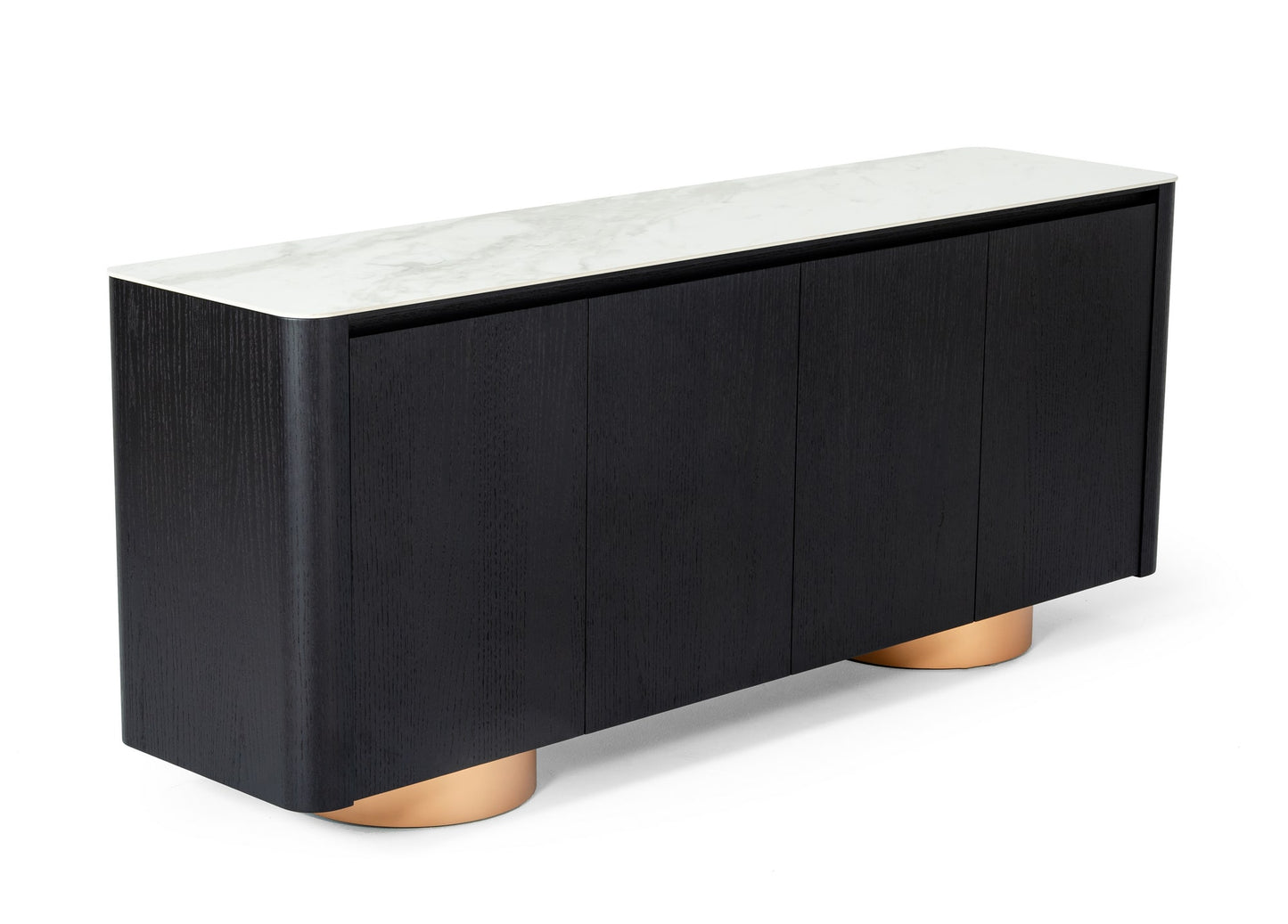 Modrest Peak - Modern White Ceramic/Black Oak/Rosegold Buffet