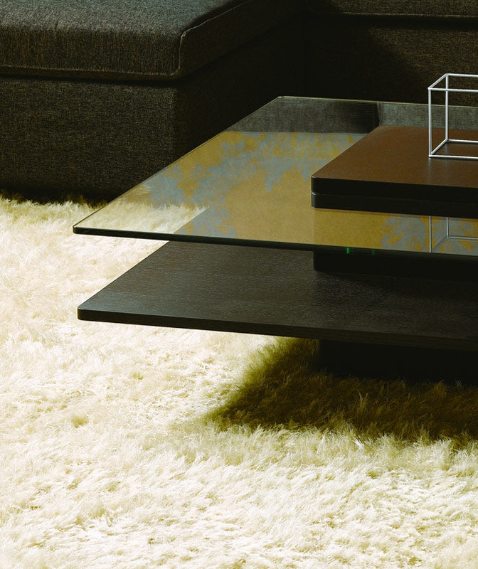Modrest Emulsion - Modern Black Oak Glass Coffee Table