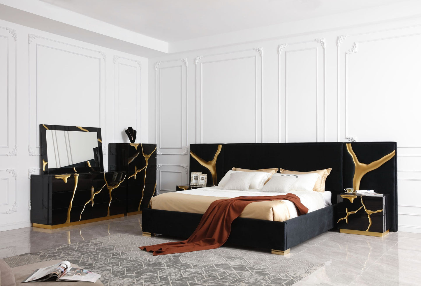 Modrest Aspen - Modern Black and Gold Dresser