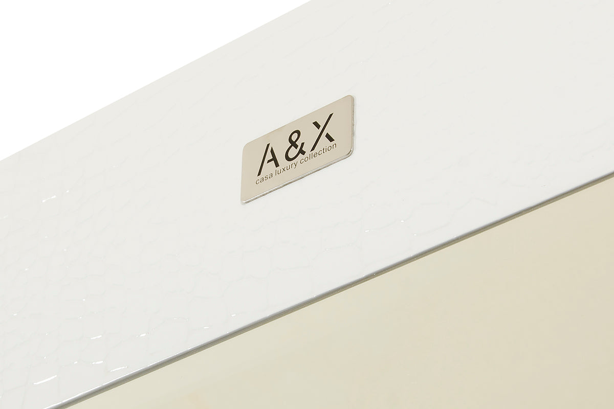 A&X Regal - Modern White Crocodile Floor Mirror
