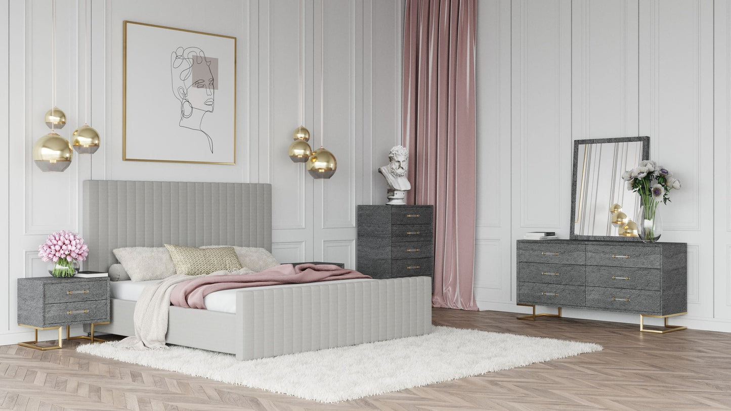 Modrest Beverly - Modern Grey Velvet Bed