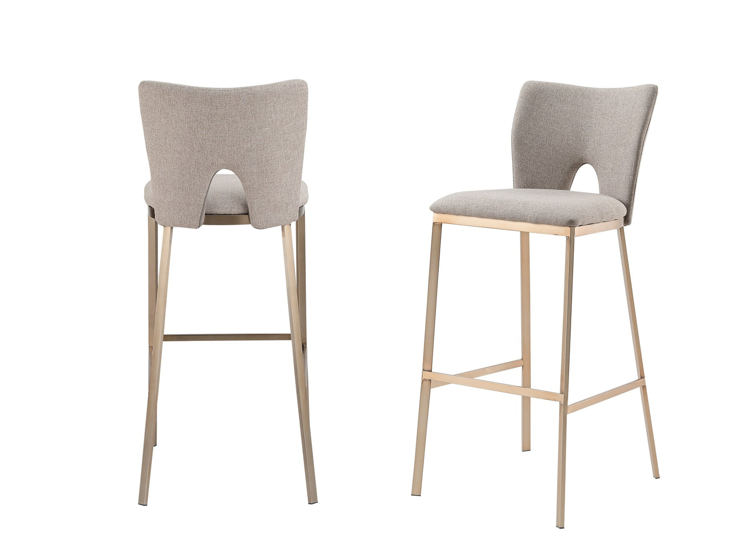 Modrest Burton - Glam Beige Fabric + Brass Bar Stool (Set of 2)