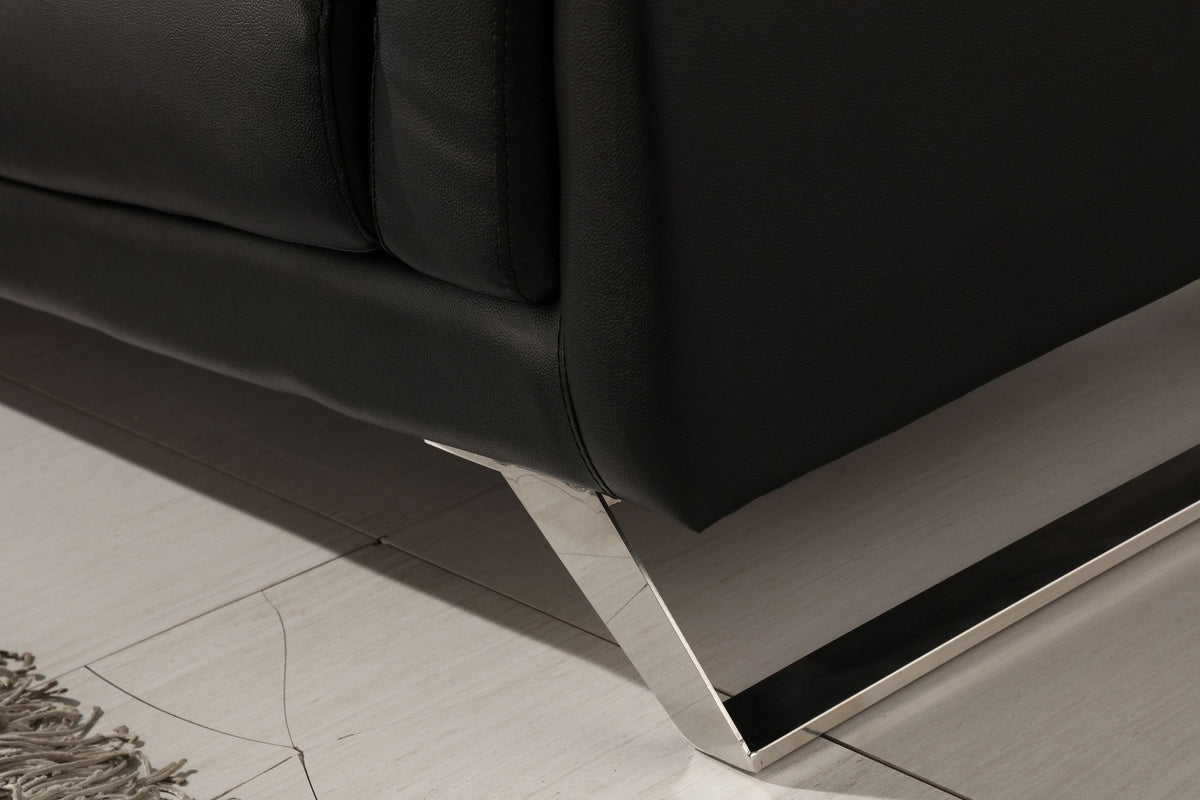 Divani Casa Doss - Modern Black Eco-Leather Right Facing Sectional Sofa