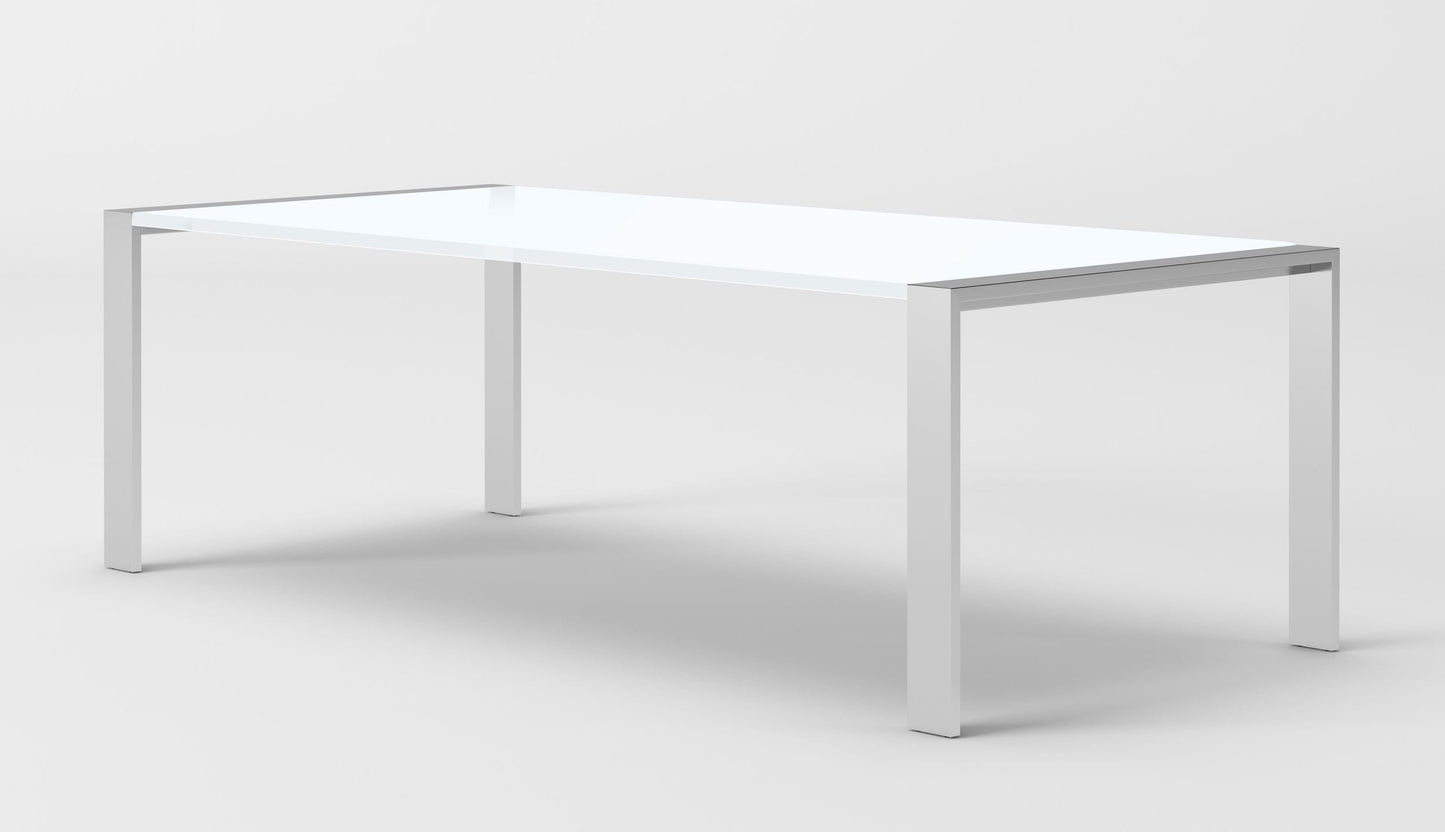 Modrest Fauna - Modern White High Gloss & Stainless Steel Chrome Dining Table
