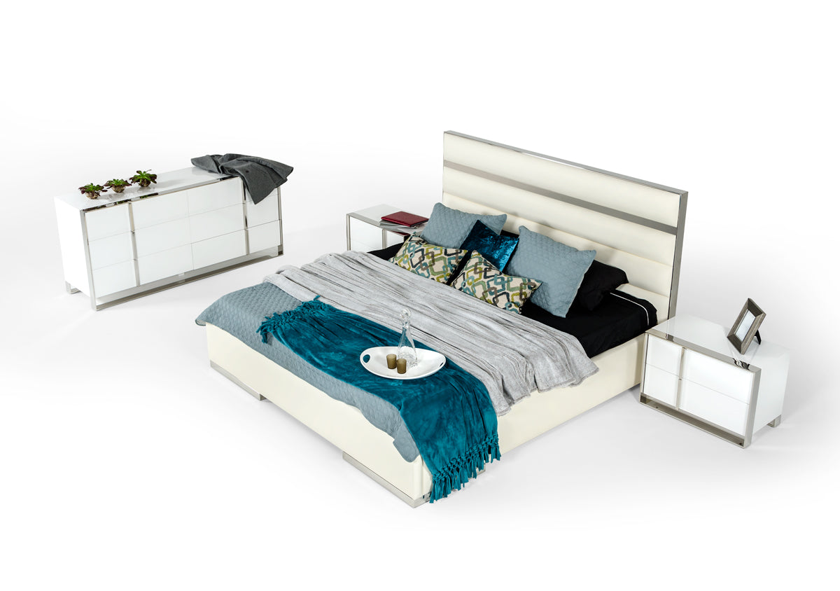 Nova Domus Francois Modern White & Stainless Steel Chest