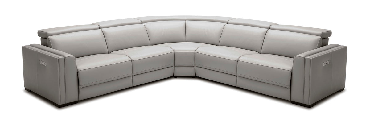 Modrest Frazier - Modern Light Grey Leather Sectional Sofa with Recliners