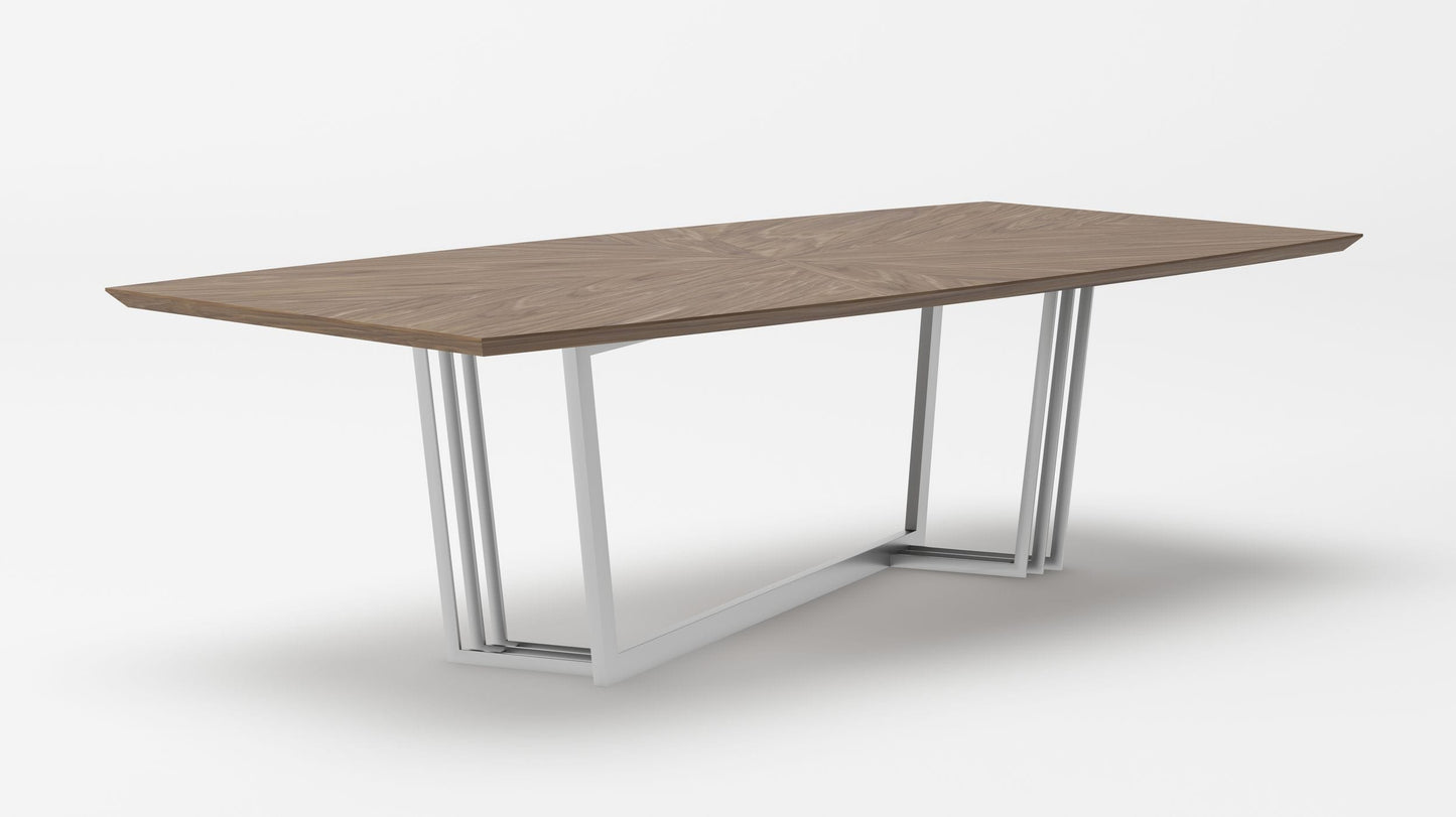 Modrest Gilroy - Modern Walnut & Stainless Steel Dining Table