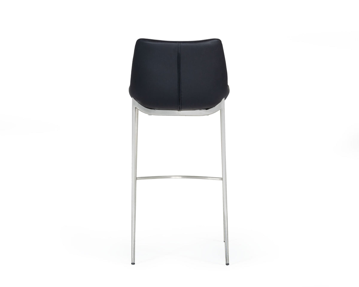 Modrest Hooper - Modern Black Eco-Leather Bar Stool (Set of 2)