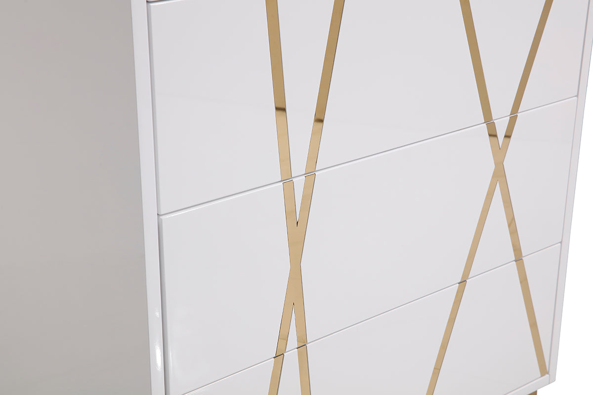 Modrest Nixa Modern White & Gold Chest