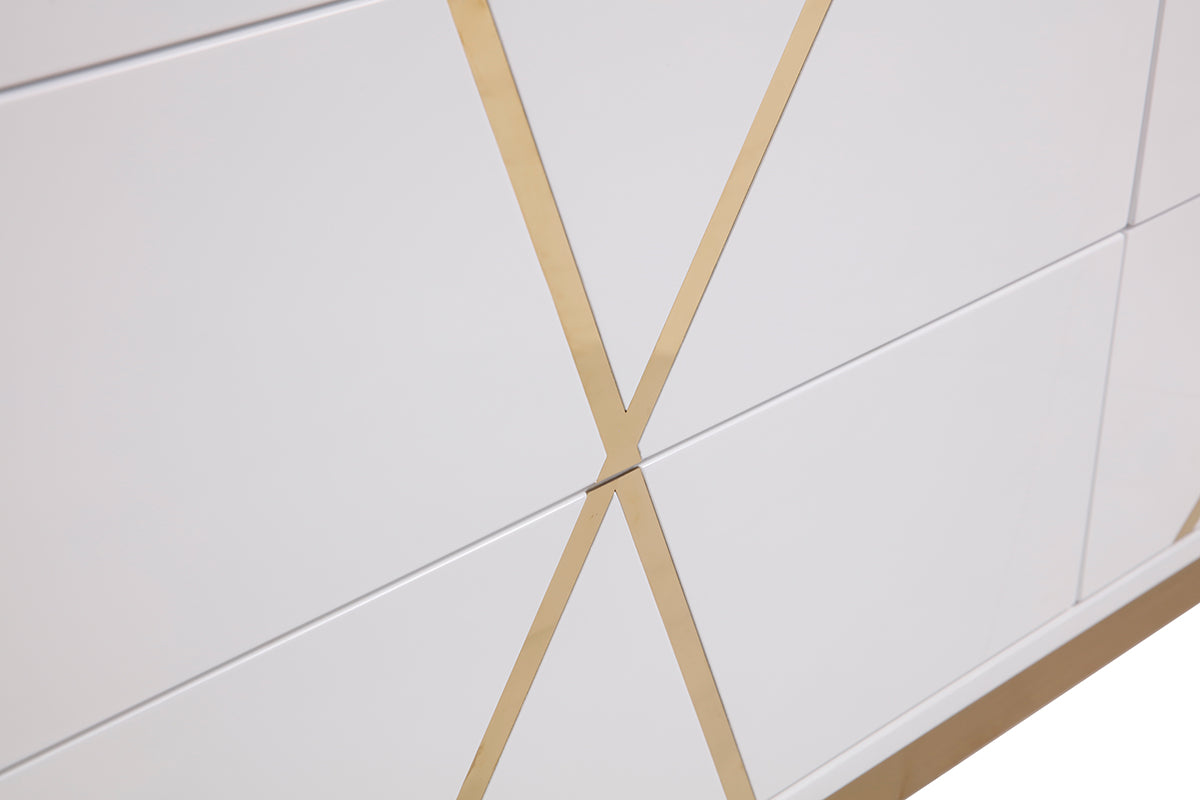 Modrest Nixa Modern Wide White and Gold Dresser