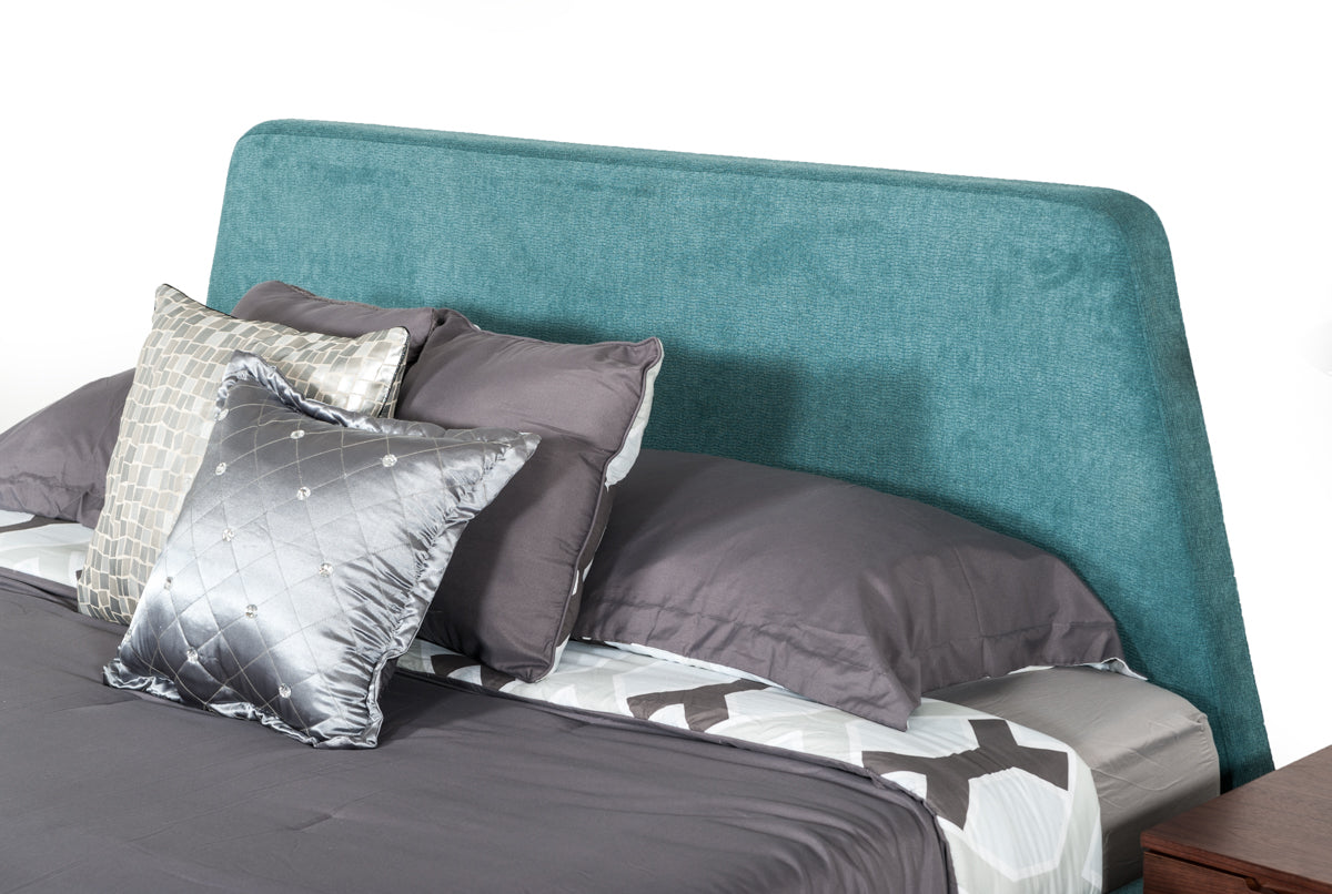 Modrest Lewis Mid-Century Modern Teal & Walnut Bed