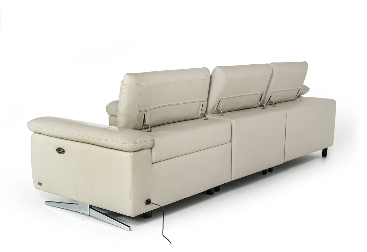 Divani Casa Maine - Modern Light Grey Eco-Leather Left Facing Sectional Sofa with Recliner