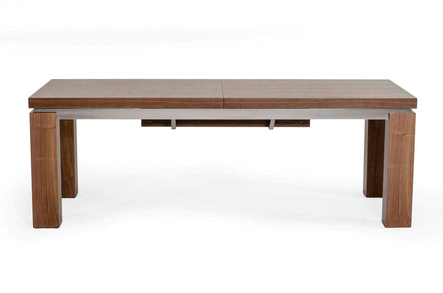Modrest Maxi - Modern Walnut & Stainless Steel Dining Table