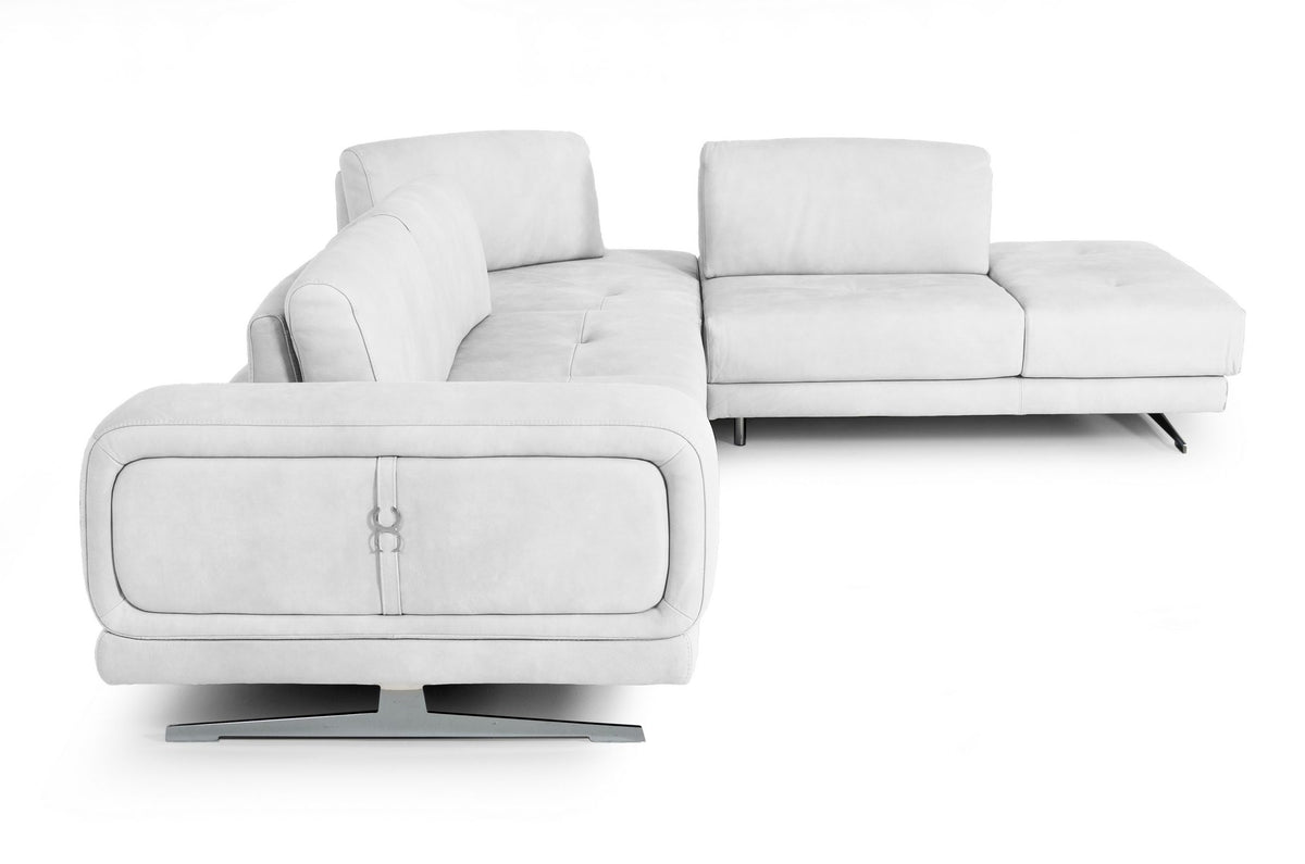 Coronelli Collezioni Mood - Italian White Leather Right Facing Sectional Sofa