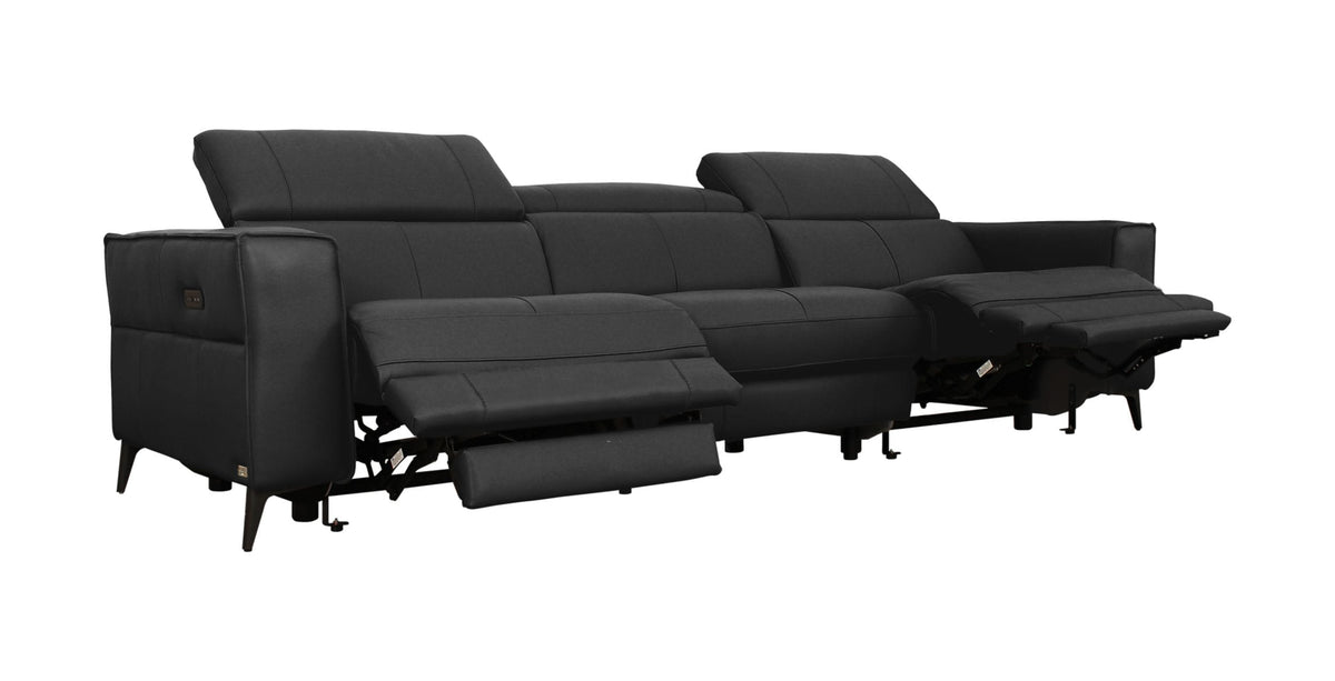 Divani Casa Nella - Modern Black Leather Sofa w/ Electric Recliners