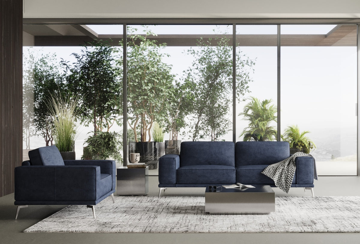 Coronelli Collezioni Soho - Italian Maya Blue Leather Sofa