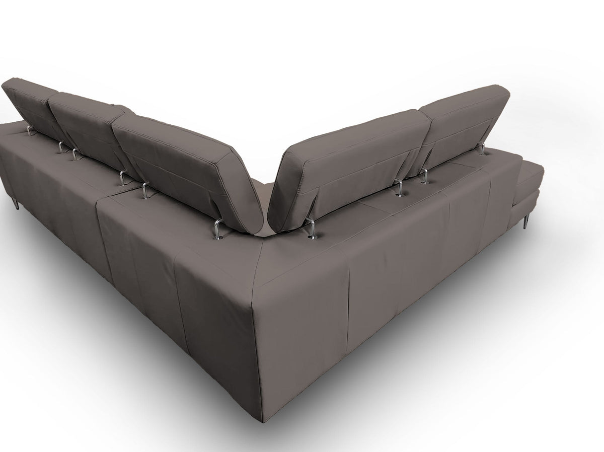 Coronelli Collezioni Viola - Italian Contemporary Grey Leather Left Facing Sectional Sofa