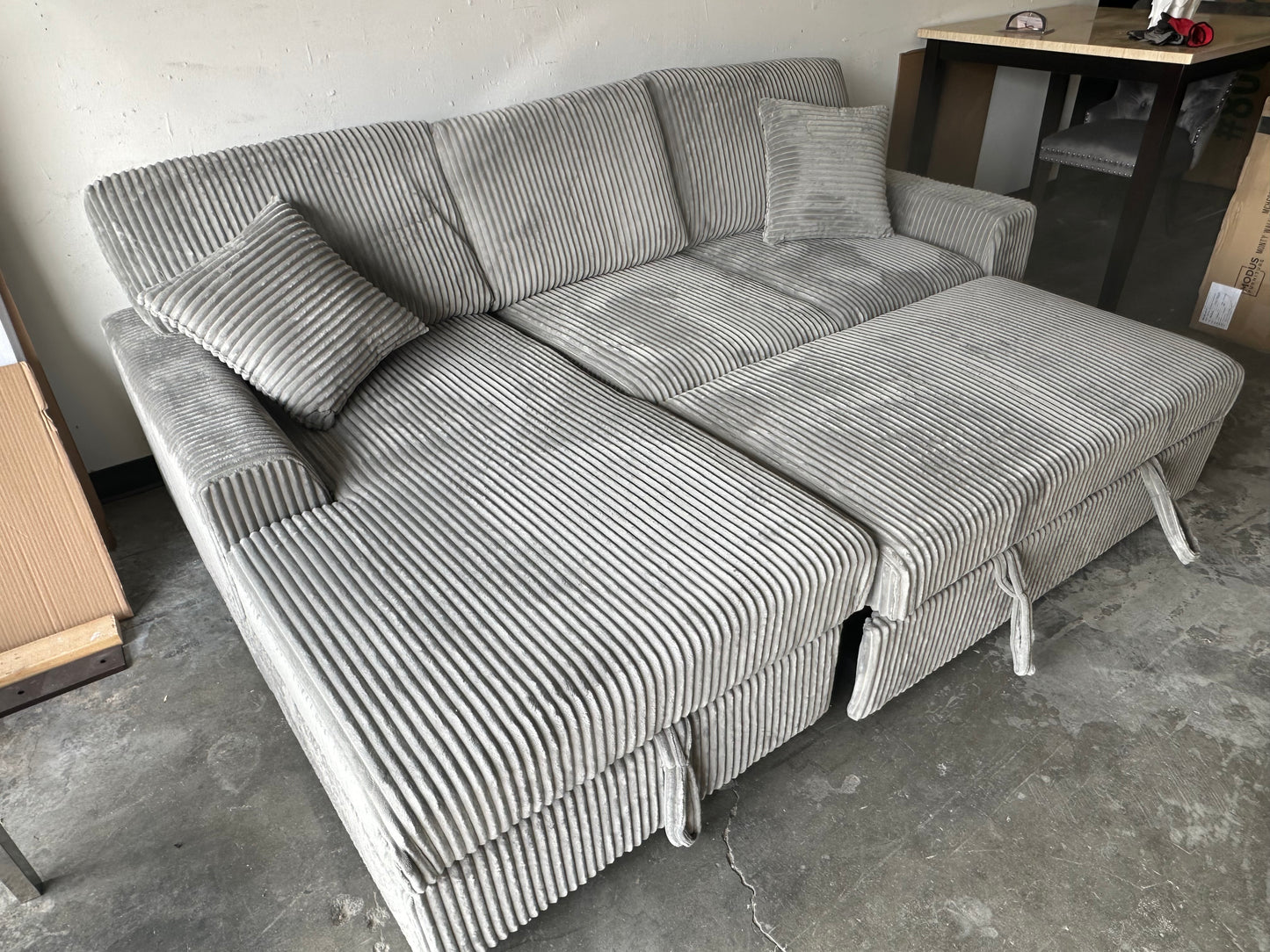 Gray Sectional with Pullout