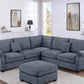 Sage or Gray sectional with ottoman