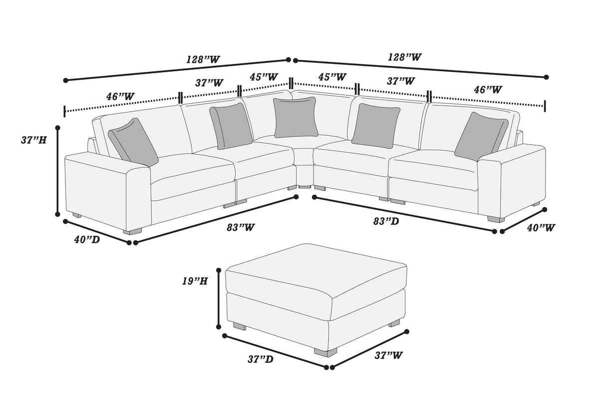 Modular Sectional with Ottoman