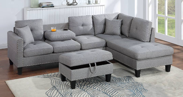 Sectional with storage ottoman