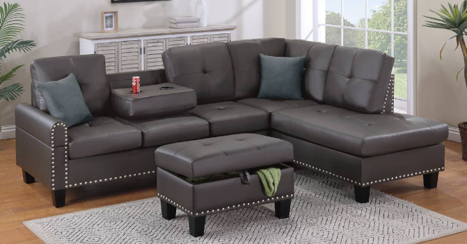 Sectional with storage ottoman