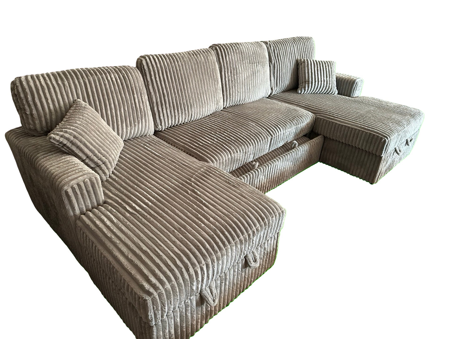 Sectional with Pullout Fur-Like Corduroy