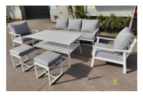 Outdoor White 6 Piece Grey Sofa Dining Set