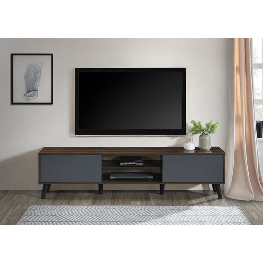 71"  Dark Walnut & Gray TV Stand