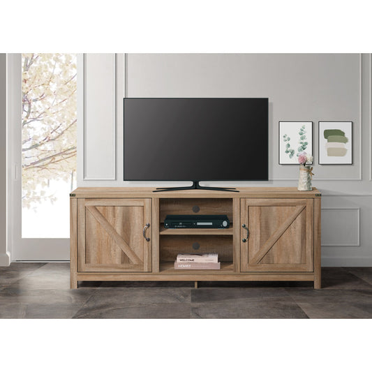 70" RUSTIC OAK Faux Wood Paper Laminated TV Stand
