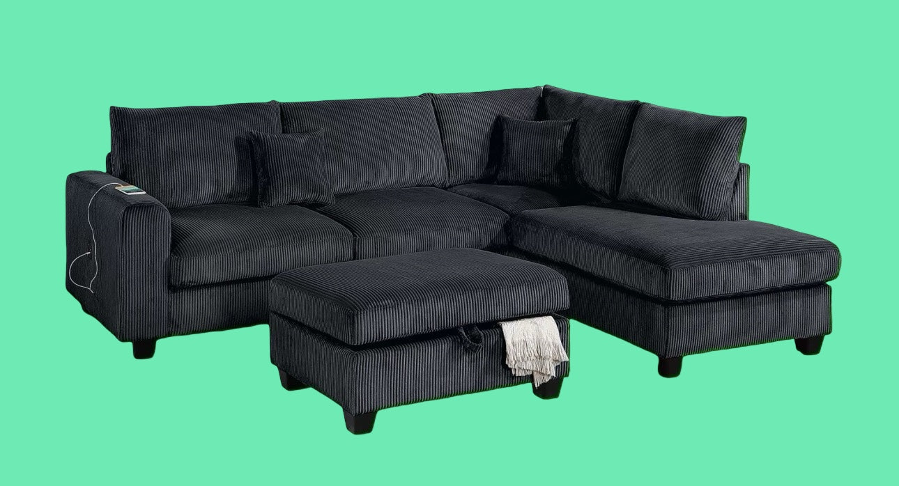 Sectional with storage ottoman