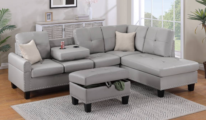 Sectional with storage ottoman