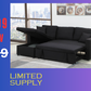 Black fabric pull out sectional