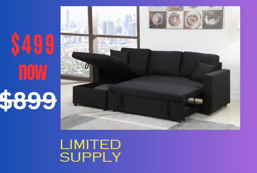 Black fabric pull out sectional