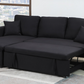 Black fabric pull out sectional