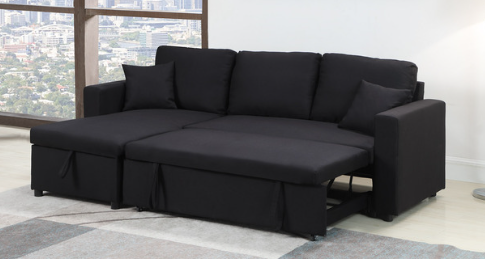 Black fabric pull out sectional