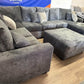 Custom Built Gray U Shape Sectional