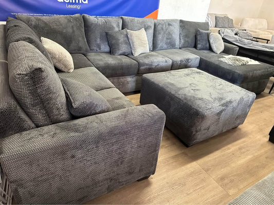 Custom Built Gray U Shape Sectional