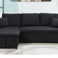 Black fabric pull out sectional