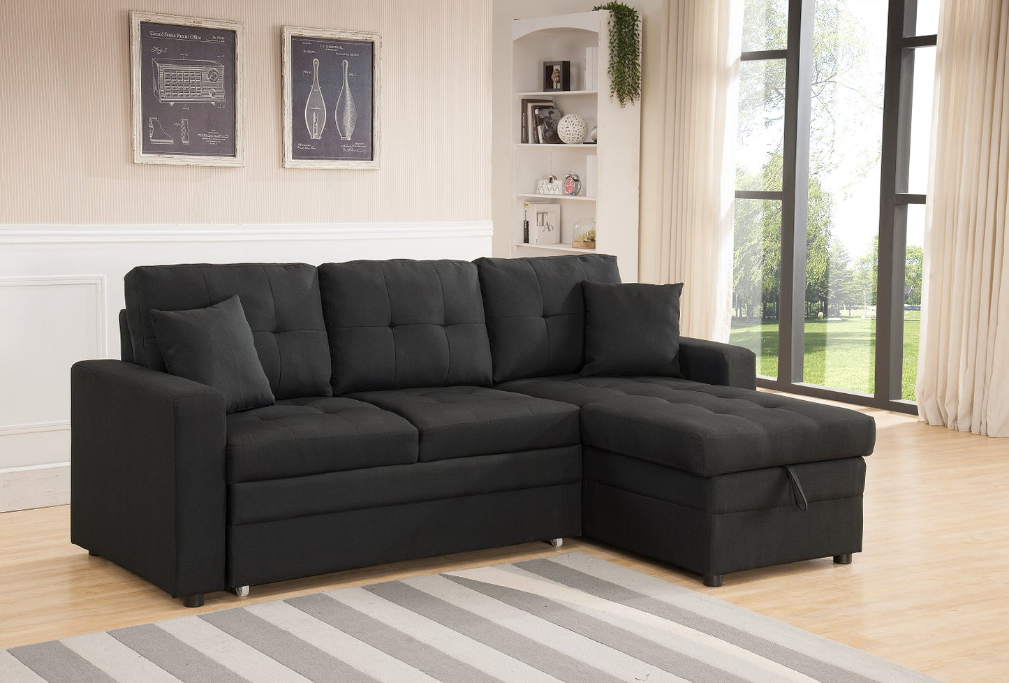 Fabric Sectional with Pull Out