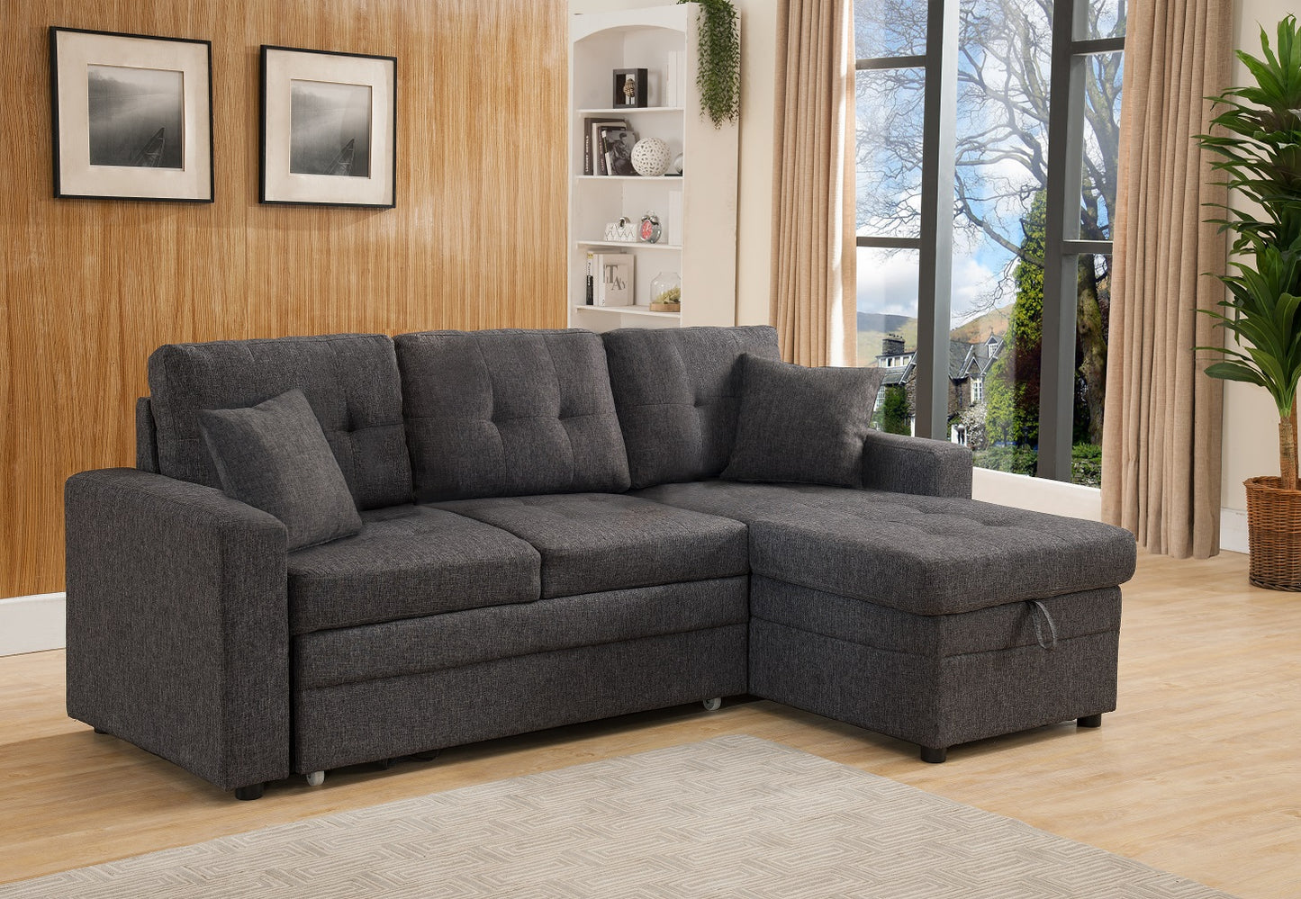 Fabric Sectional with Pull Out