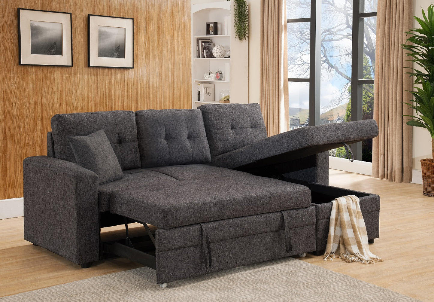 Fabric Sectional with Pull Out