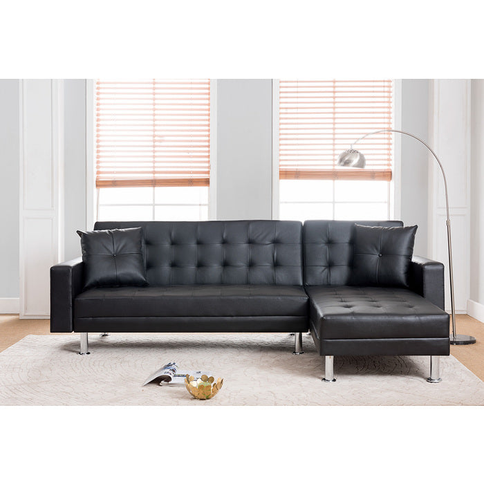 Faux Leather Convertible Sectional