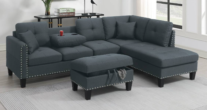 Sectional with storage ottoman